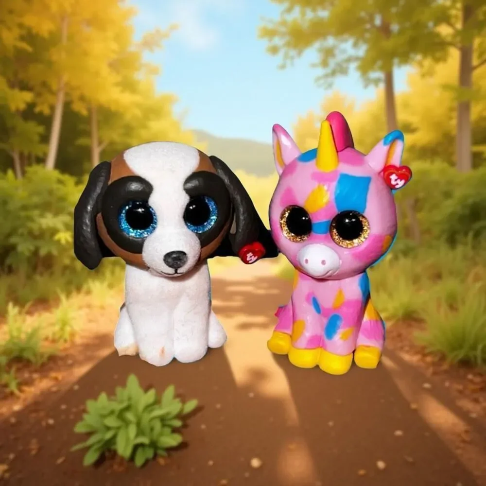 Ty Beanie Mini Boo Fantasia Unicorn Duke St Bernard & Tabitha Tabby Figures A48